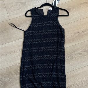 Parker Black and Gray Textured Mini Dress